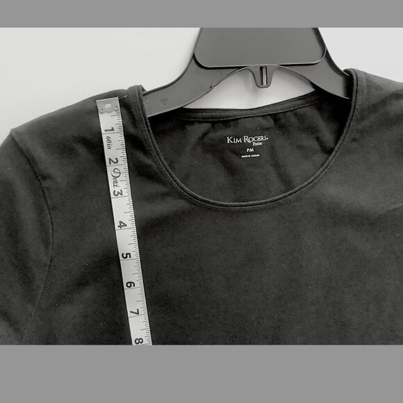 Kim Rogers - Classic Black short-sleeve  cotton knit top Size PM - Picture 2 of 6